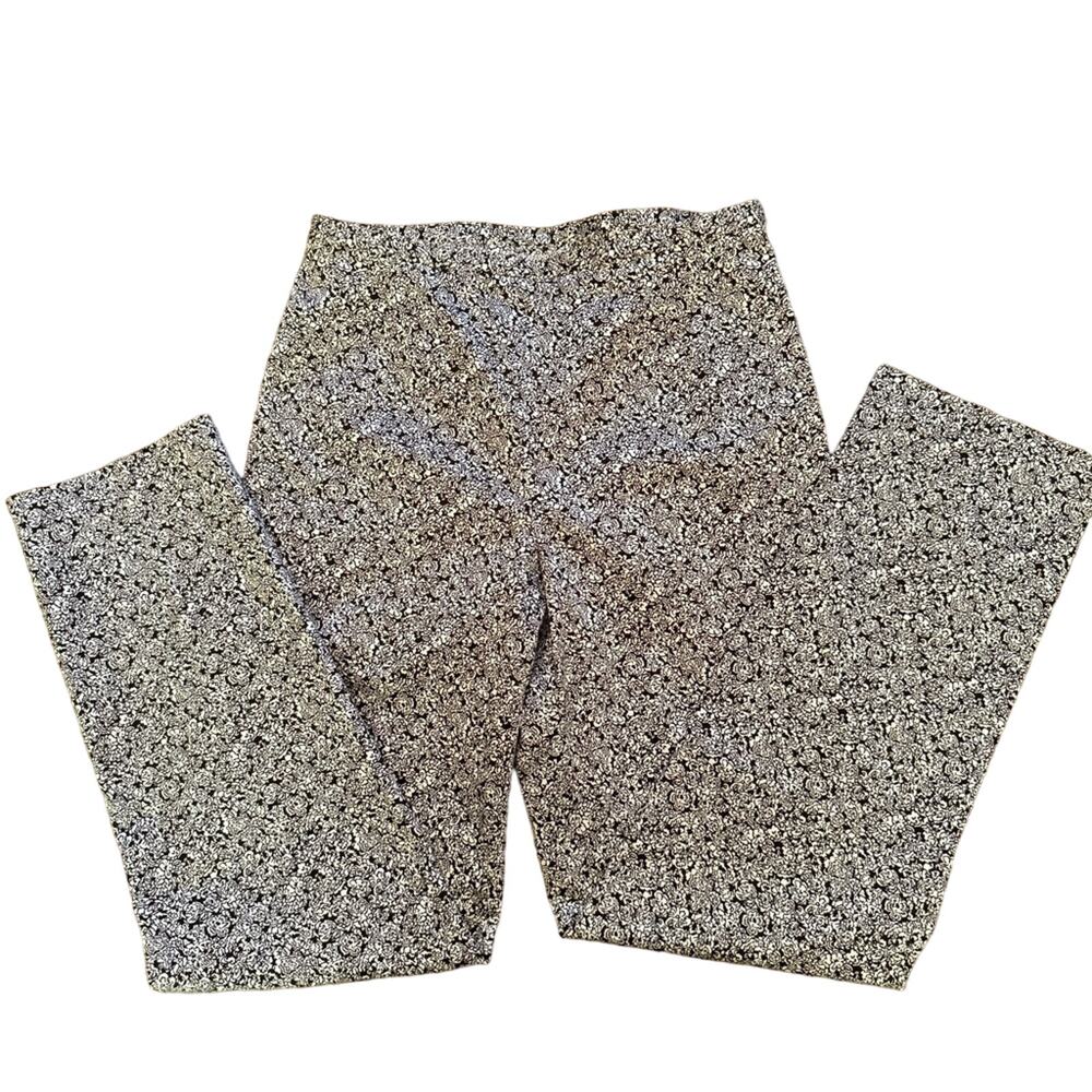 Ann Taylor Vintage Straight Leg Ankle Pants Printed Cotton Stretch Size 6